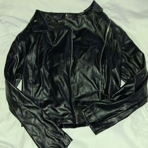 Trixxi Shiny Black Leather Jacket